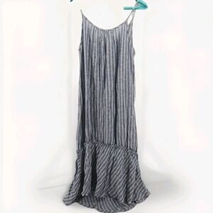 Sundays NYC  Blue Stripe Maxi Dress With Ruffle Hem Size Two